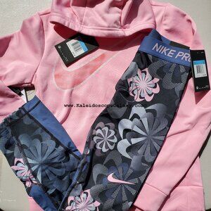 Nike Girls Extra Small Leggings w/ Hoodie Sweatshirt XS Pink Brand NEW